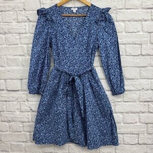 J.Crew Factory Lightweight Cotton Puff-Sleeve Mini Dress XS Floral Belted